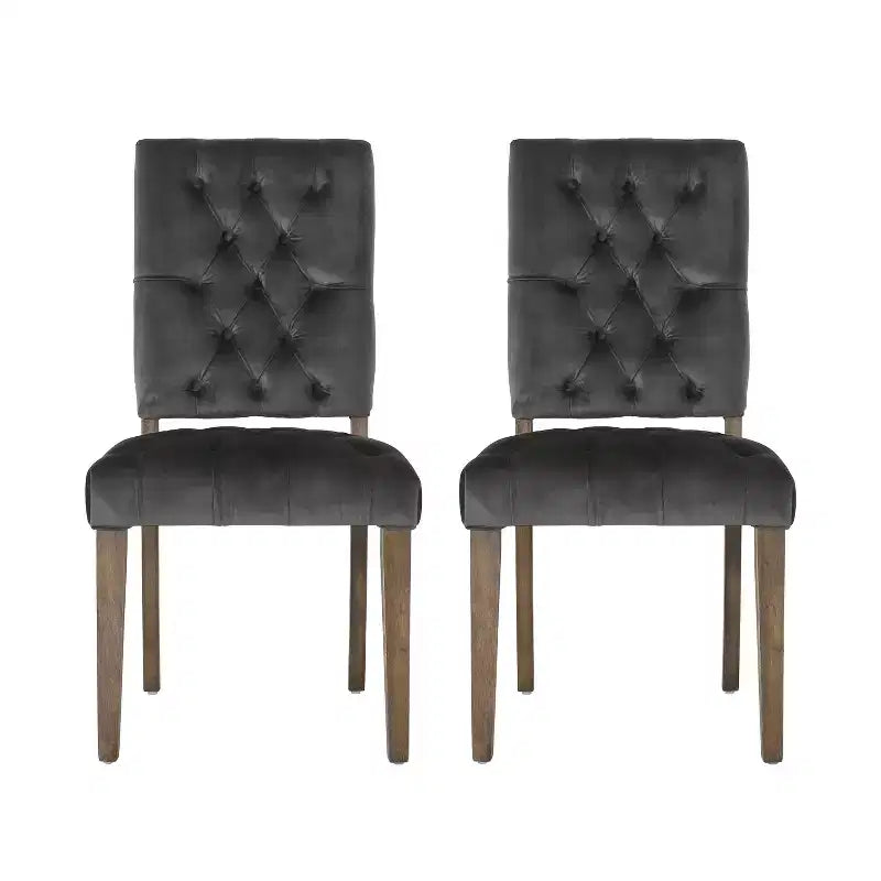 Lot de 2 chaises de salle à manger Saltillo New Velvet gris anthracite – Christopher Knight Home : Rembourrées, capitonnées