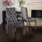 Lot de 2 chaises de salle à manger Saltillo New Velvet gris anthracite – Christopher Knight Home : Rembourrées, capitonnées