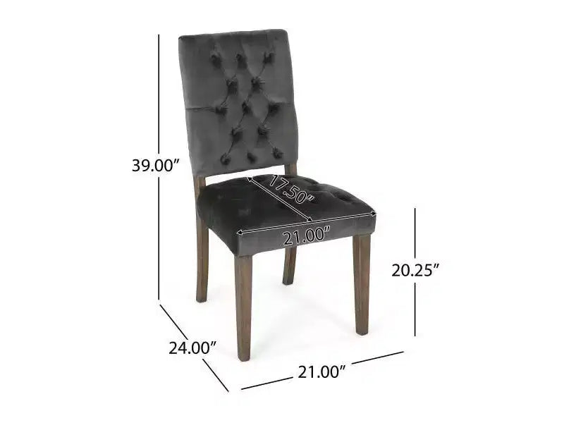 Lot de 2 chaises de salle à manger Saltillo New Velvet gris anthracite – Christopher Knight Home : Rembourrées, capitonnées