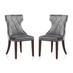 Lot de 2 chaises de salle à manger en velours Reine gris - Manhattan Comfort : Pieds en bois de hêtre, Rembourré, Aucun assemblage requis