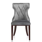 Lot de 2 chaises de salle à manger en velours Reine gris - Manhattan Comfort : Pieds en bois de hêtre, Rembourré, Aucun assemblage requis