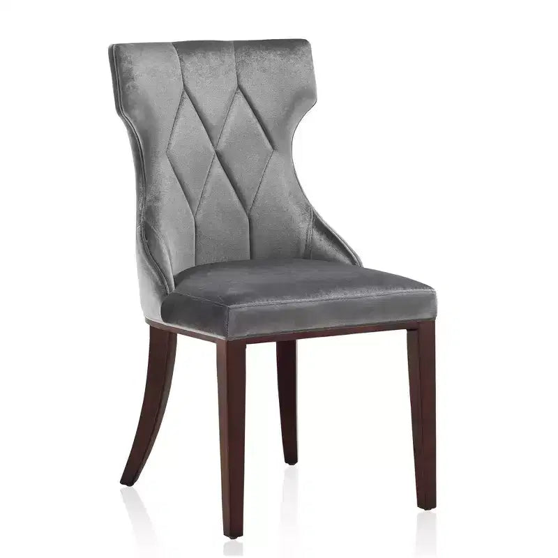 Lot de 2 chaises de salle à manger en velours Reine gris - Manhattan Comfort : Pieds en bois de hêtre, Rembourré, Aucun assemblage requis