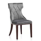 Lot de 2 chaises de salle à manger en velours Reine gris - Manhattan Comfort : Pieds en bois de hêtre, Rembourré, Aucun assemblage requis
