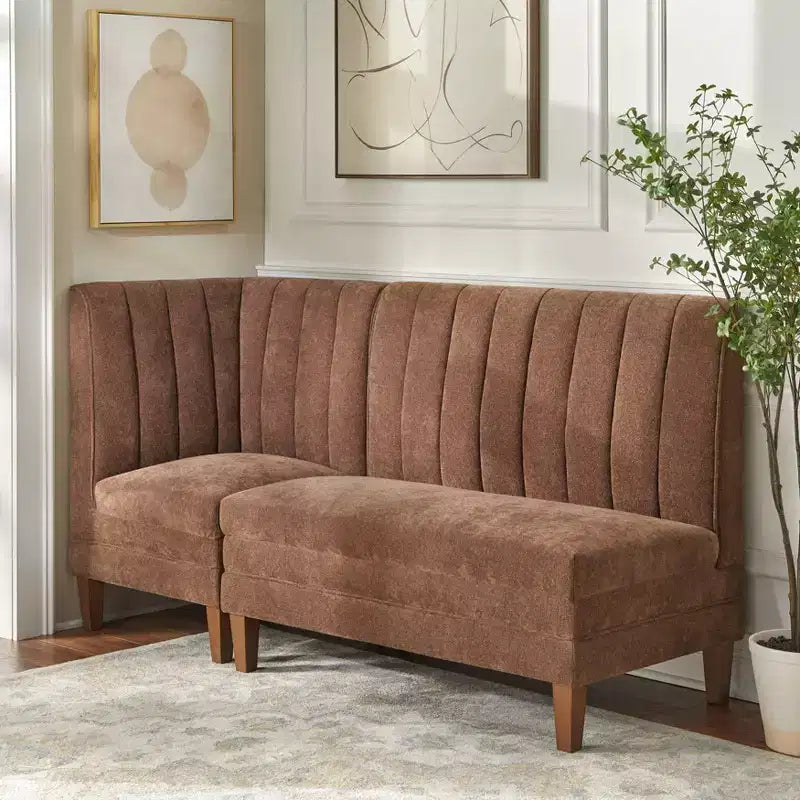 Lifestorey Lot de 2 banquettes de coin repas rembourrées Kerrington marron