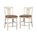HOMES: Inside + Out Set of 2 Martha Country Counter Height Barstools Off-White/Red: Upholstered, Wood Frame
