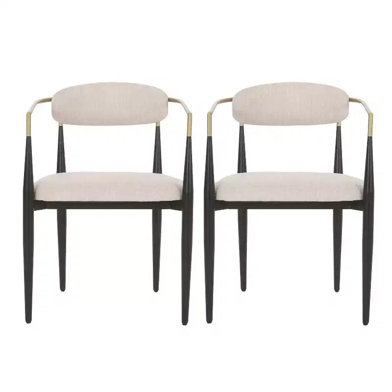 Christopher Knight Home Lot de 2 Chaises de Salle à Manger Rembourrées en Fer Elmore Beige/Noir/Doré