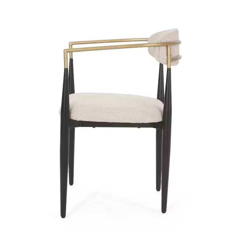 Christopher Knight Home Lot de 2 Chaises de Salle à Manger Rembourrées en Fer Elmore Beige/Noir/Doré