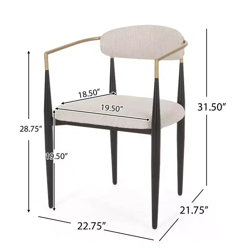 Christopher Knight Home Lot de 2 Chaises de Salle à Manger Rembourrées en Fer Elmore Beige/Noir/Doré
