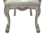 Chaise de salle à manger Dresde 25,75 po en cuir synthétique et finition blanc cassé - Acme Furniture : Accoudoir capitonné élégant, structure en bois, aucun assemblage requis
