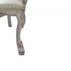 Chaise de salle à manger Dresde 25,75 po en cuir synthétique et finition blanc cassé - Acme Furniture : Accoudoir capitonné élégant, structure en bois, aucun assemblage requis