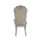 Chaise de salle à manger Dresde 25,75 po en cuir synthétique et finition blanc cassé - Acme Furniture : Accoudoir capitonné élégant, structure en bois, aucun assemblage requis