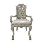 Chaise de salle à manger Dresde 25,75 po en cuir synthétique et finition blanc cassé - Acme Furniture : Accoudoir capitonné élégant, structure en bois, aucun assemblage requis