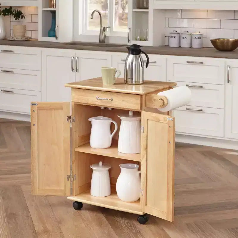 Petit chariot de cuisine de ligne générale avec plateau naturel marron - Homestyles