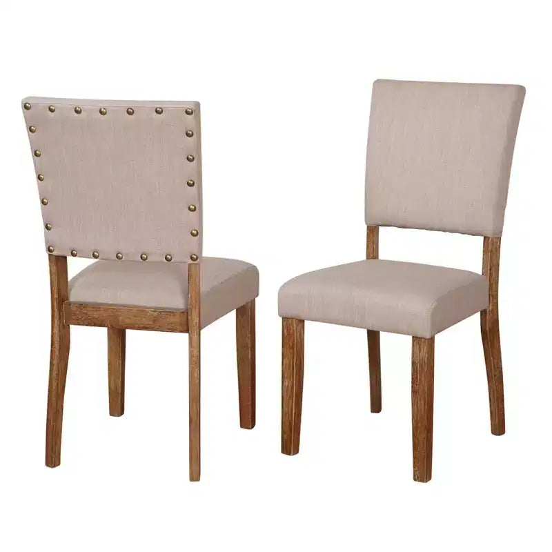 Lot de 2 chaises de salle à manger Provence Buylateral Driftwood : Rembourrées, cadre en hévéa, nettoyage ciblé