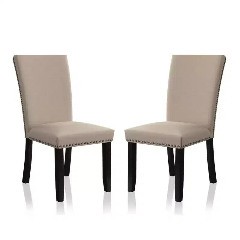 Lot de 2 chaises d'appoint rembourrées Southwind Noir/Beige - HOMES: Inside + Out: Clous décoratifs, Rembourré, Pieds en bois