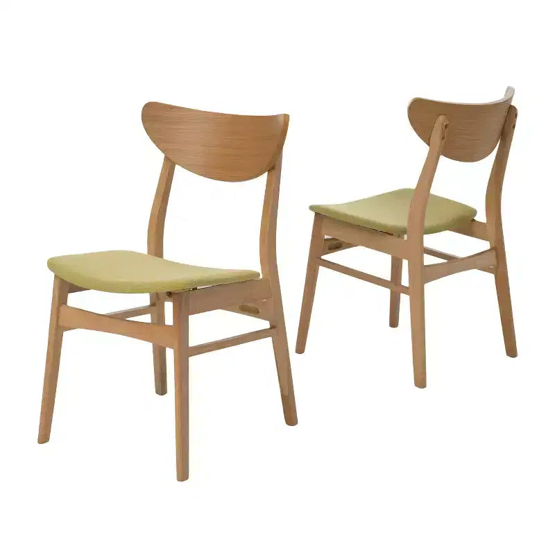 Lot de 2 chaises de salle à manger Anise Chêne naturel/Vert thé - Christopher Knight Home : Rembourré, cadre en bois d'hévéa, polyester