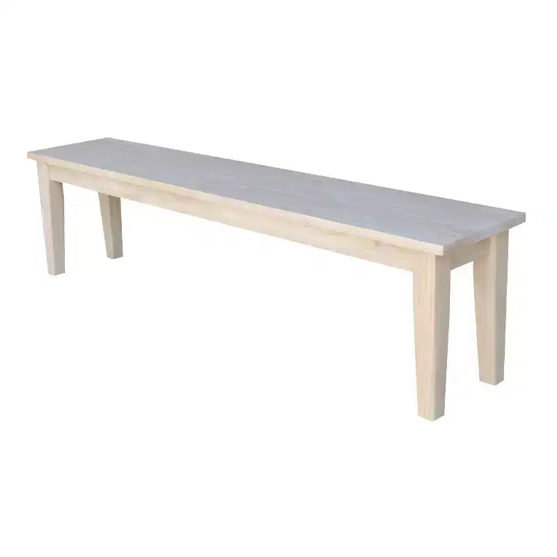 International Concepts 72" Shaker Style Bench Unfinished: Hardwood Frame, Seats 3, Farmhouse Decor