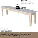 Banc de style Shaker International Concepts de 72 po, non fini : cadre en bois massif, 3 places, décor de ferme
