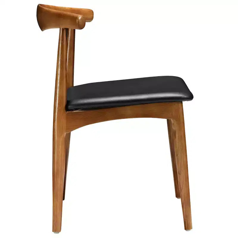 Lot de 4 chaises de salle à manger Tracy noires - Modway : Design milieu de siècle, rembourrage en mousse, assise en similicuir, cadre en bois