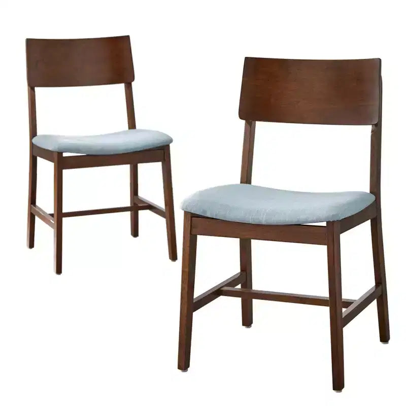 Buylateral Set of 2 Tiara Dining Chair Walnut/Light Blue