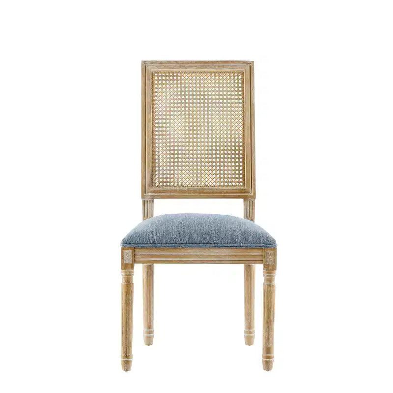 Christopher Knight Home Lot de 6 chaises de salle à manger Brielle en bois et cannage, style campagnard français, bleu ardoise