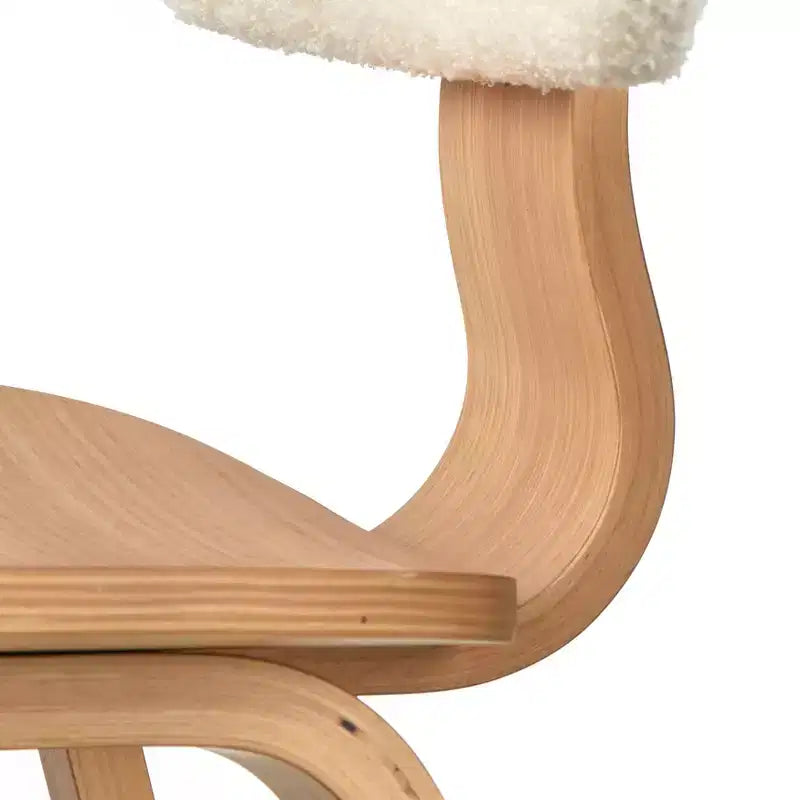 Lifestorey Lot de 2 Chaises de Salle à Manger Sigrid Modernes du Milieu du Siècle Chêne Clair Naturel/Blanc : Polyester Rembourré, Garnies de Mousse, Structure en Bois