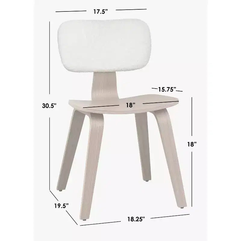 Lifestorey Lot de 2 Chaises de Salle à Manger Sigrid Modernes du Milieu du Siècle Chêne Clair Naturel/Blanc : Polyester Rembourré, Garnies de Mousse, Structure en Bois