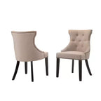 Carolina Living Set of 2 Ella Tufted Back Upholstered Nail Head Chair Espresso/Cream: Wingback, Linen Fabric, Wood Legs
