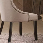 Carolina Living Lot de 2 chaises Ella à dossier capitonné avec clous décoratifs Espresso/Crème : dossier à oreilles, tissu lin, pieds en bois