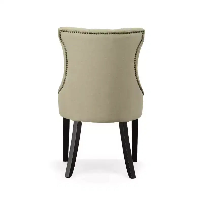 Carolina Living Lot de 2 chaises Ella à dossier capitonné avec clous décoratifs Espresso/Crème : dossier à oreilles, tissu lin, pieds en bois