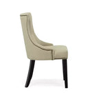 Carolina Living Lot de 2 chaises Ella à dossier capitonné avec clous décoratifs Espresso/Crème : dossier à oreilles, tissu lin, pieds en bois