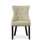 Carolina Living Lot de 2 chaises Ella à dossier capitonné avec clous décoratifs Espresso/Crème : dossier à oreilles, tissu lin, pieds en bois