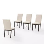 Crosley Hayden 4pc Upholstered Dining Chair Set Slate/Creme: Parsons Style, Nailhead Trim, Foam Cushioned