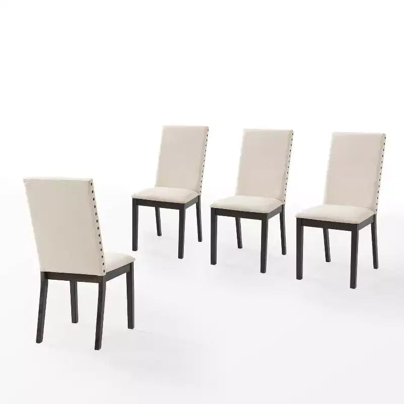 Crosley Hayden 4pc Upholstered Dining Chair Set Slate/Creme: Parsons Style, Nailhead Trim, Foam Cushioned