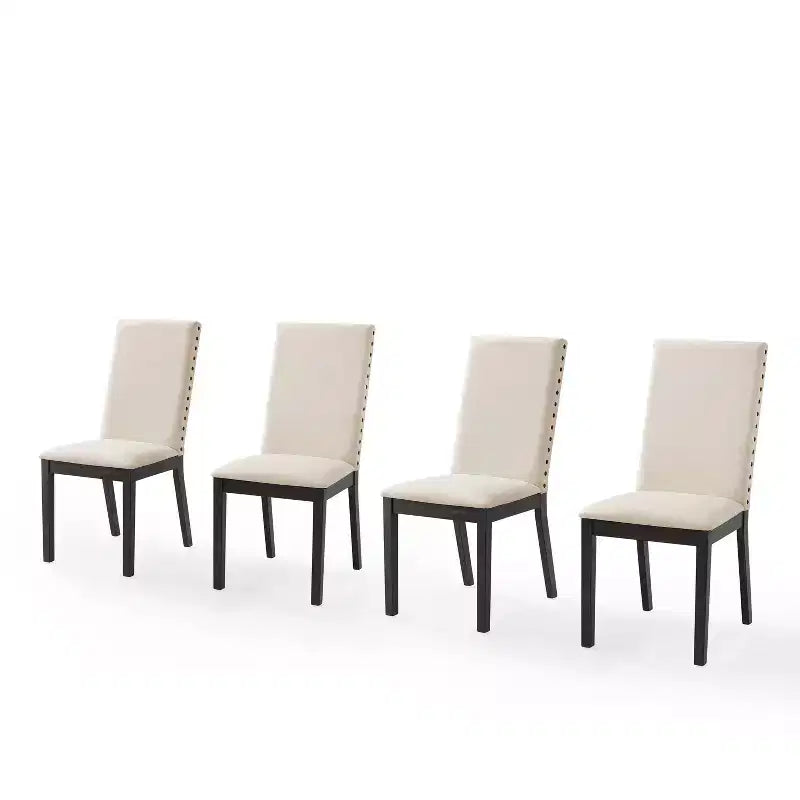 Crosley Hayden, ensemble de 4 chaises de salle à manger rembourrées ardoise/crème : Style Parsons, garniture cloutée, assise en mousse
