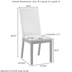 Crosley Hayden, ensemble de 4 chaises de salle à manger rembourrées ardoise/crème : Style Parsons, garniture cloutée, assise en mousse