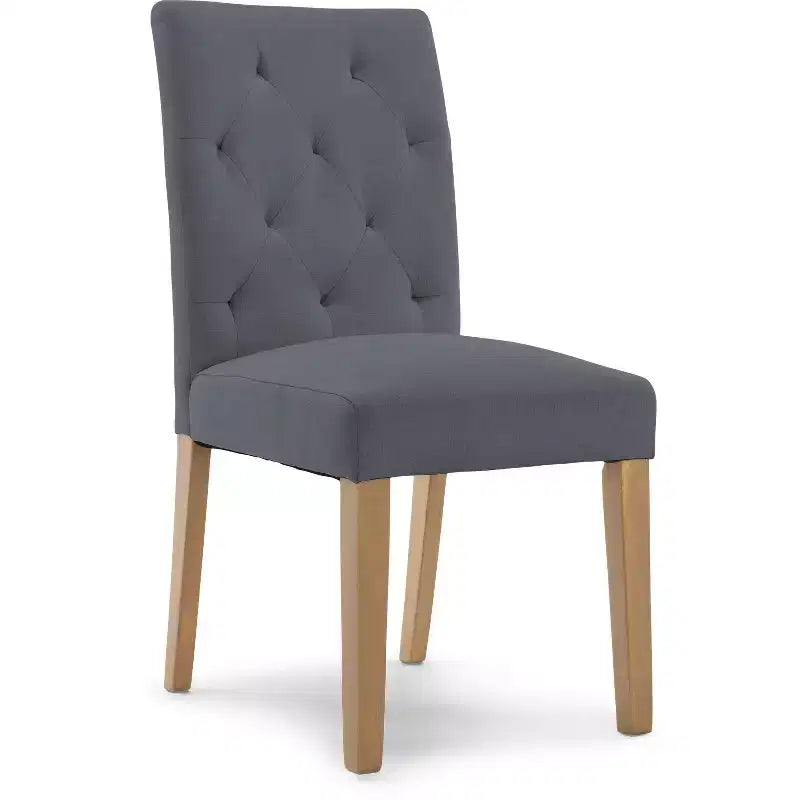 Lot de 2 chaises de salle à manger capitonnées Westport grises - Finch : charme campagnard, sans accoudoirs, pieds en bois