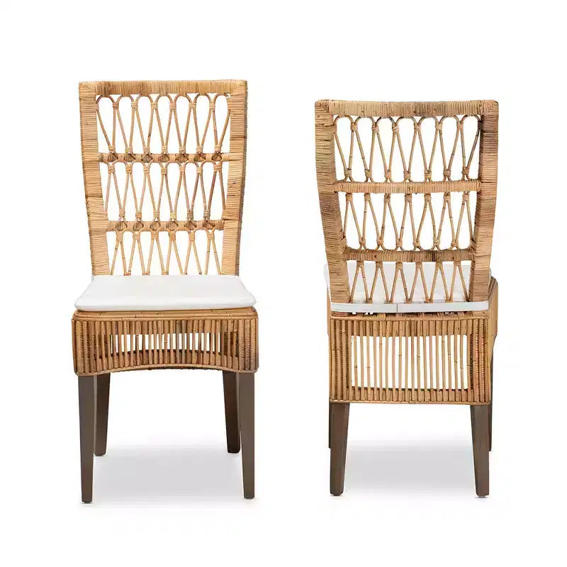 Lot de 2 chaises de salle à manger Sullivan en rotin marron - bali & pari : Acajou, Bohème, Aucun assemblage requis