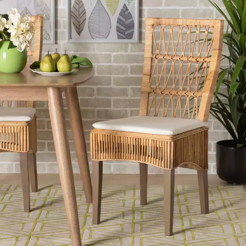 Lot de 2 chaises de salle à manger Sullivan en rotin marron - bali & pari : Acajou, Bohème, Aucun assemblage requis