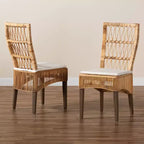 Lot de 2 chaises de salle à manger Sullivan en rotin marron - bali & pari : Acajou, Bohème, Aucun assemblage requis