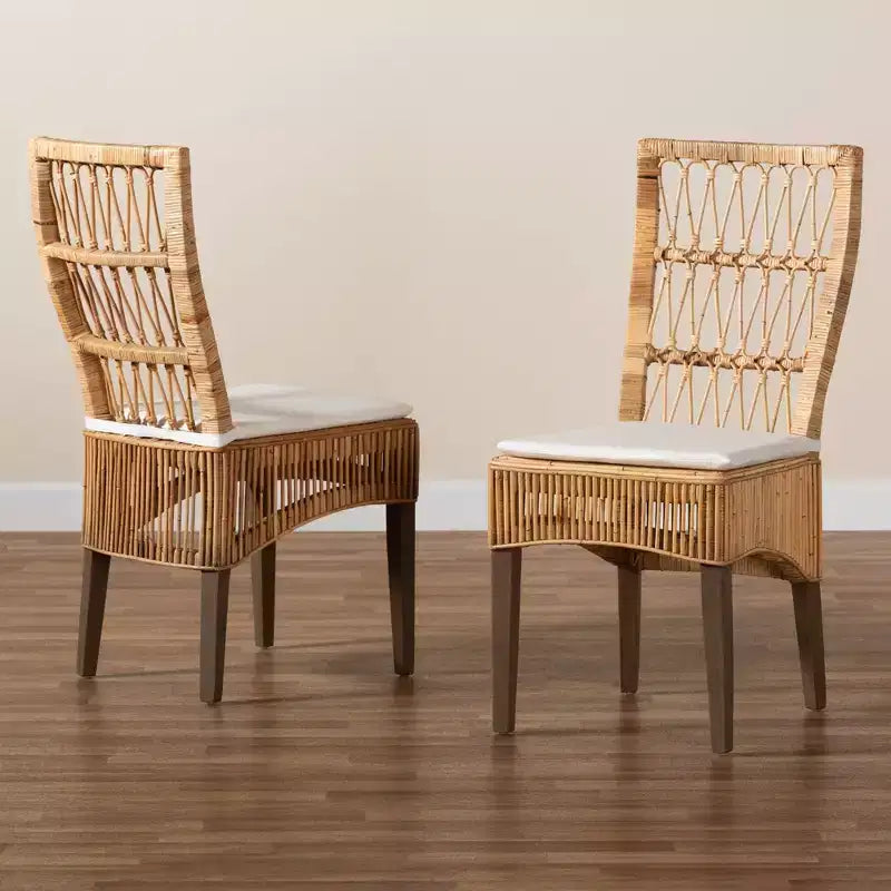 Lot de 2 chaises de salle à manger Sullivan en rotin marron - bali & pari : Acajou, Bohème, Aucun assemblage requis
