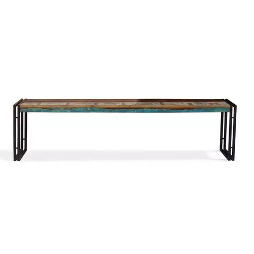 Banc de 60 pouces fait à la main en vieux bois avec pieds en métal marron - Timbergirl