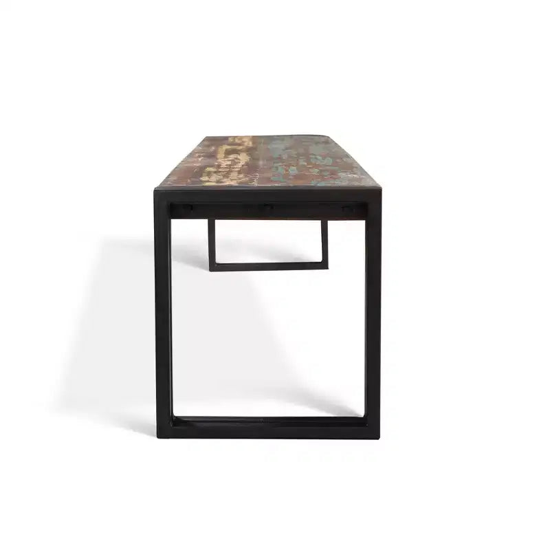 Banc de 60 pouces fait à la main en vieux bois avec pieds en métal marron - Timbergirl