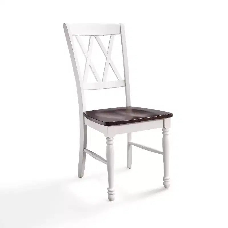 Lot de 2 chaises de salle à manger Shelby blanches - Crosley : bois massif, design traditionnel à dossier en X, pieds en bois d'hévéa