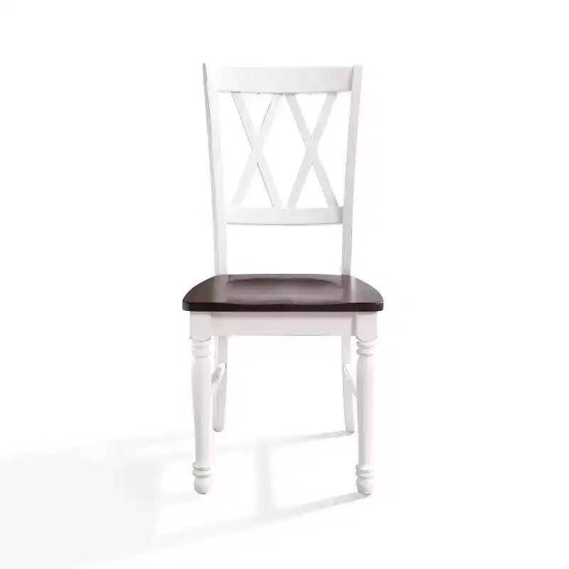 Lot de 2 chaises de salle à manger Shelby blanches - Crosley : bois massif, design traditionnel à dossier en X, pieds en bois d'hévéa