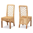 Lot de 2 chaises de salle à manger Moscow en rotin et bois naturel/noyer - bali & pari