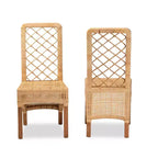 Lot de 2 chaises de salle à manger Moscow en rotin et bois naturel/noyer - bali & pari