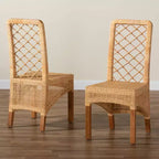 Lot de 2 chaises de salle à manger Moscow en rotin et bois naturel/noyer - bali & pari