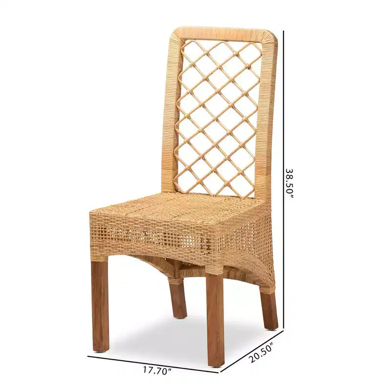 Lot de 2 chaises de salle à manger Moscow en rotin et bois naturel/noyer - bali & pari