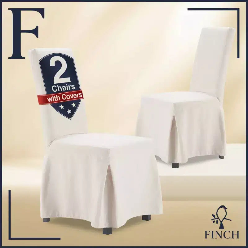 Lot de 2 chaises de salle à manger déhoussables Hayes ivoire - Finch : revêtement en polyester, structure en bois, housse amovible, style moderne